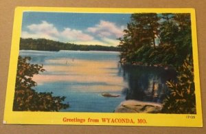 VINT. UNUSED PENNY LINEN POSTCARD GREETINGS FROM WYACONDA, MO.