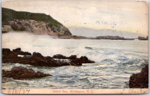 Island Bay Wellington New Zealand Stormy Waves Rocks Attraction Postcard