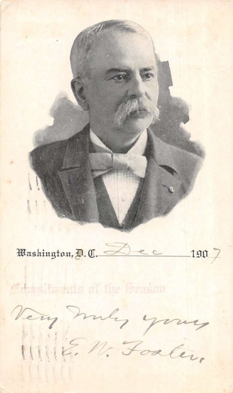 Washington DC Man's Portrait Politician 1907 Greetings Vintage Postcard AA16386