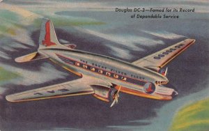 Advertising EASTER AIR LINES~Douglas DC-3 Airplane GREAT SILVER FLEET  Postcard