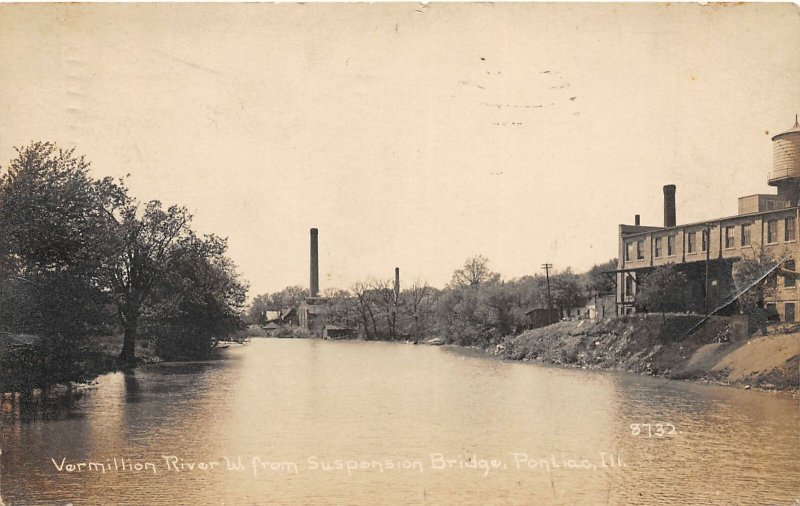 G34/ Pontiac Illinois RPPC Postcard 1913 Vermillion River Suspension Bridge