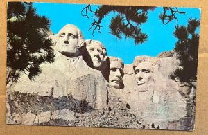 VINTAGE 1960 USED  POSTCARD  MT. RUSHMORE, BLACK HILLS, SOUTH DAKOTA