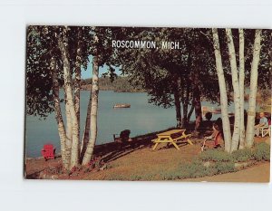 Postcard White Birches & Blue Water, Roscommon, Michigan