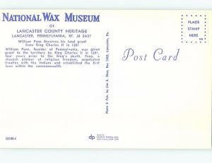 Unused Pre-1980 NATIONAL WAX MUSEUM Lancaster Pennsylvania PA ho9362