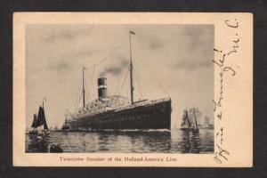 Steamer Steamship Twinscrew Ship Holland America Line Postcard Postkarte  PC