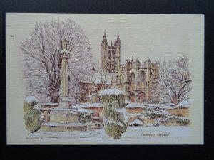 Kent CANTERBURY CATHEDRAL WINTER SCENE by Artist Diane Setek c1980s Postcard