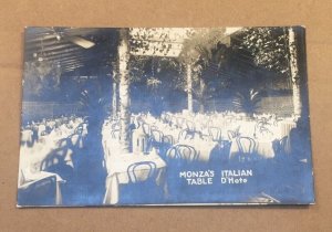 VINTAGE RPPC UNUSED - MONZA'S ITALIAN TABLE D'HOTE, NEW YORK CITY, NEW YORK