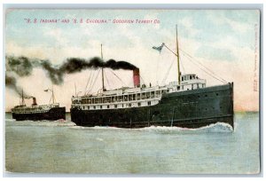 1908 SS Indiana And SS Carolina Goodrich Transit Co Chicago Illinois IL Postcard