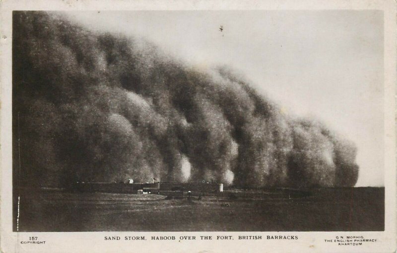 SUDAN SOUDAN Sand storm haboob over the Fort british Barracks photo postcard