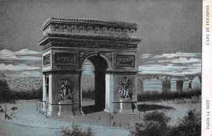 L' Arc de Triomphe Paris at Night Nuit France 1910c Tuck postcard