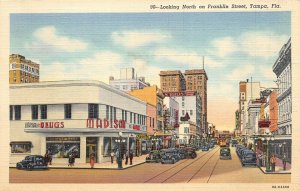 Tampa Florida 1940s Postcard North on Franklin Street Madison Drug Store