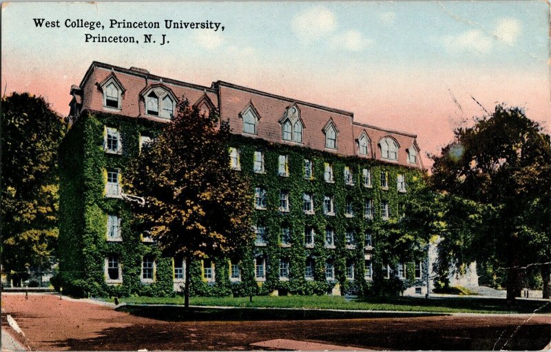 West College Princeton University New Jersey NJ Postcard DB WOB Vintage Note Vtg 