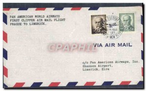 1 Letter Flight Czechoslovakia Prague to Limercik Irland Ireland Eire June 17...