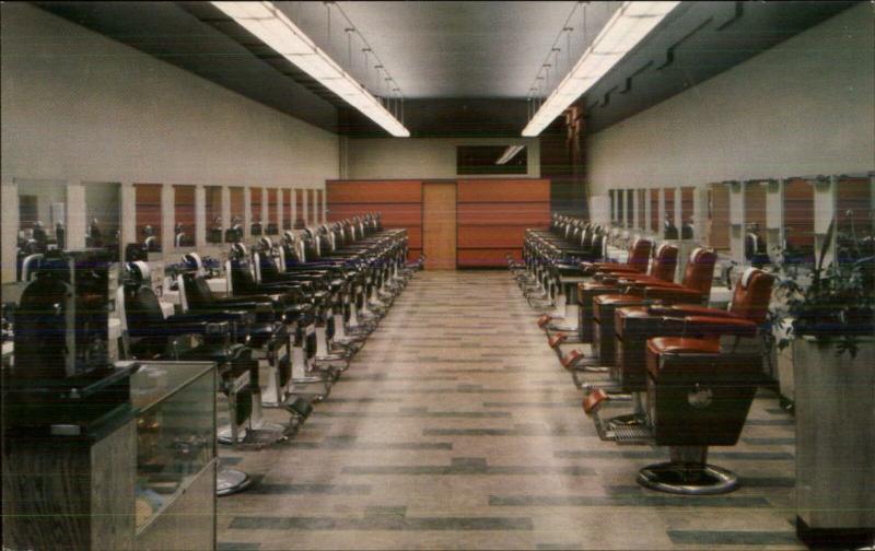 Barber Chairs - Iowa Barber College Des Moines c1950s Postcard