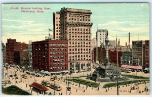 1912 Cleveland, Ohio Downtown Birds Eye Main St Public Square Photo Postcard A23