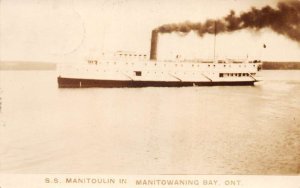 Manitowaning Bay Ontario Canada SS Manitoulin Real Photo Postcard AA66804