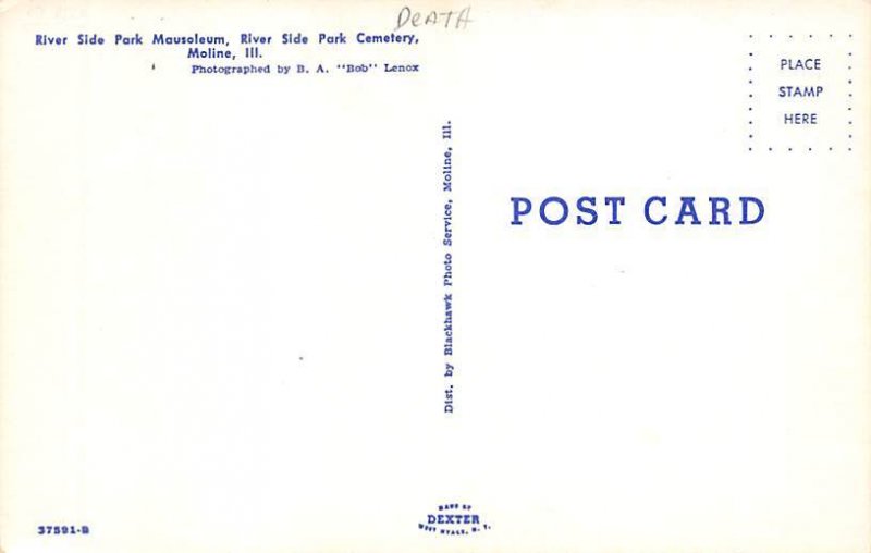 River Side Park Mausoleum, River Side Park Cemetery Moline, IL USA Unused 