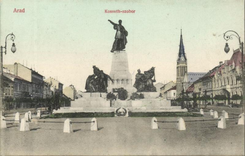 romania, ARAD, Kossuth-szobor, Kossuth Statue (1913) Postcard