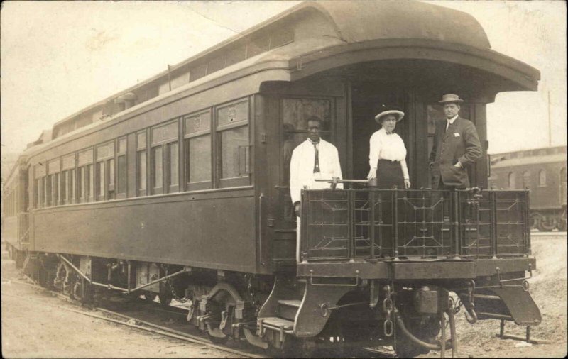 Black Americana Labor Occupation Waiter Train GREAT IMAGE! Real Photo Postcard