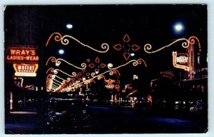 OWEN SOUND, ONTARIO Canada ~ MAIN STREET Scene Night/Neon c1950s Postcard