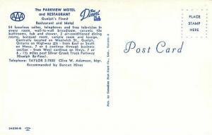 Canada, Ontario, Guelph, The Parkview Motel, Canadian Post Card No. 24236-B