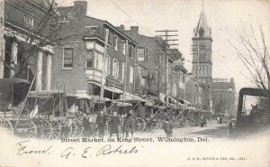 King Street Market Wagons People Wilmington DE c1905