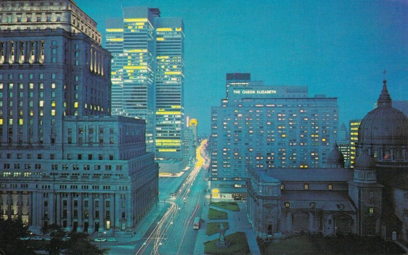 Canada Montreal Night view of Dorchester Street looking east 03.87