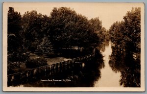 Postcard RPPC 1930 Traverse City MI Hannah Park Boardman River Real Photo