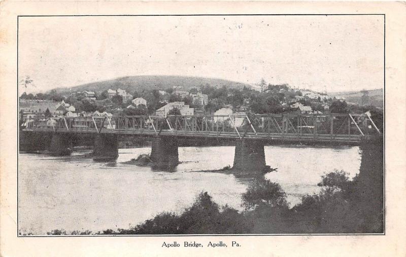 D65/ Apollo Pennsylvania Pa Postcard 1912 Apollo Bridge River