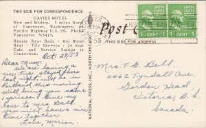 Davies Motel Vancouver WA c1953 Vintage Postcard F38 