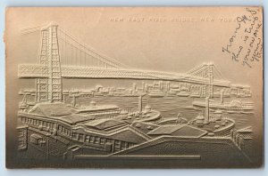 1905 New East River Bridge New York NY Airbrushed Embossed Antique Postcard