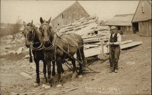 West Winterport ME Mardins Saw Mill Horse Team c1910 Real Photo Postcard