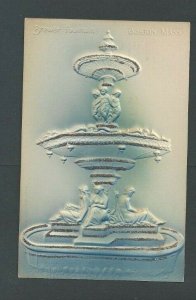 Ca 1904 Post Card Boston MA Brewers Fountain Blue W/Glitter Airbrushed Embossed