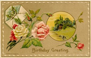 Greeting - Birthday. Embossed, Gold Foil