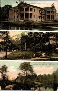 Postcard Multiple Views Kosciusko Lodge in Winona Lake, Indiana~2747