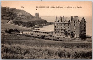Trestrignel L Hotel Et La Falaise France Hotel Building Antique Postcard