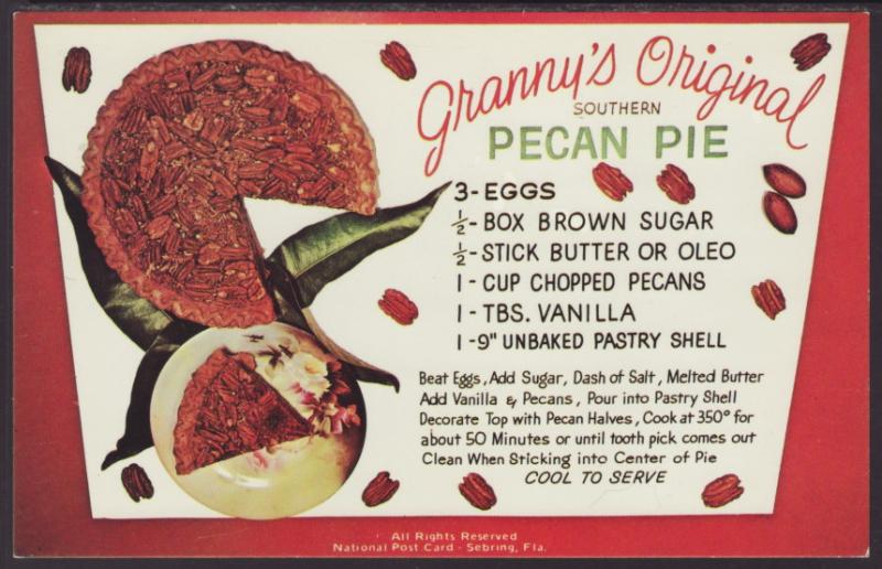 Granny's Original Pecan Pie Postcard