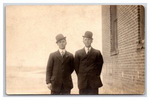 RPPC Two Dapper Men IN Bowler Hats 1910  Postcard U4