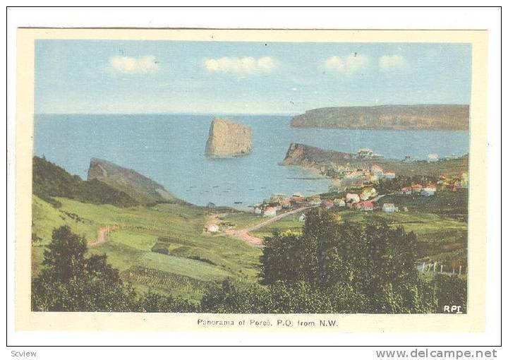 Panorama of Perce from N.W., Province of Quebec, Canada, 10-20s