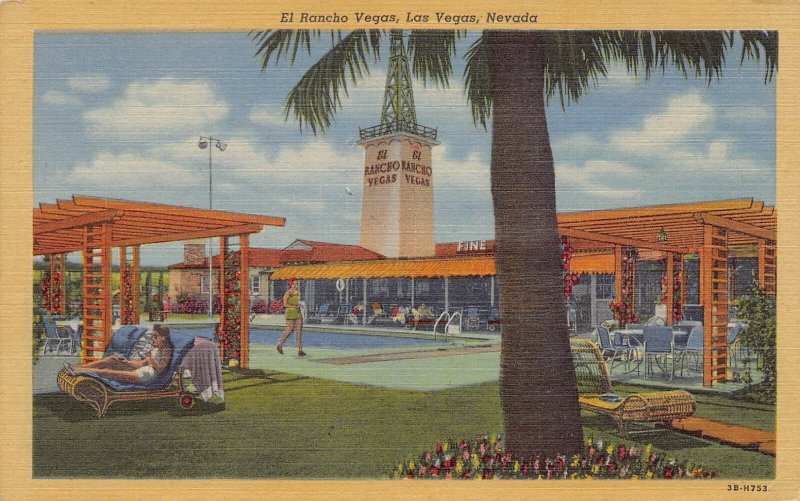 El Rancho Vegas Hotel Las Vegas Nevada 1950s postcard