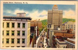 Postcard STREET SCENE Charleston West Virginia WV AN9440