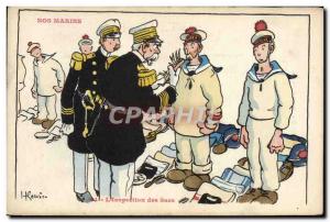 Old Postcard Boat War Sailors Illustrator Gervese L & # 39inspection bags