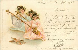 1902 Tuck et Fils Postcard 20.1; Japanese Women playing Shamisen Music, France