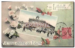 Old Postcard I Send You Flowers these Lille