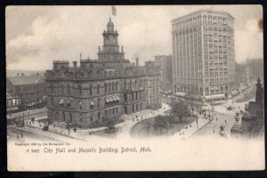 Michigan DETROIT City Hall and Majestic Building Pub 1905 Rotograph pm1906 Und/B