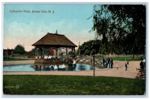 c1910 Scenic View Lafayette Park Hut Bridge Jersey City New Jersey NJ Postcard