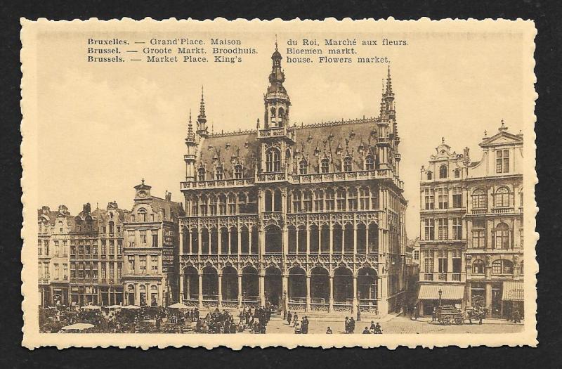 Market Place King's House Brussells Belgium unused c1920's