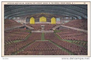Interior Auditorium, showing the largest organ in the world, Ocean Grove, New...