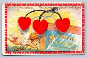 J93/ Valentine's Day Love Holiday Postcard c1910 Cupid Hearts 524