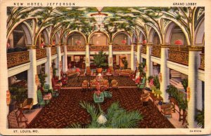 Missouri St Louis Hotel Jefferson Grand Lobby 1949 Curteich